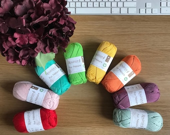 Organic Cotton Yarn for Knitting & Crochet DK - 50g 137m - 100% Organic Cotton GOTS certified- Amigurumi Cotton Yarn Double Knit - Kids Yarn