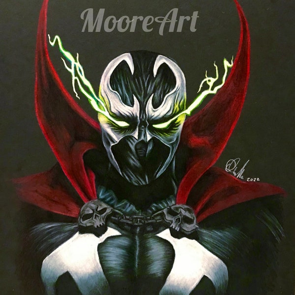 Spawn glow in the dark prismacolor pencils 8.5 x 11 print. Great gift for comic lovers!