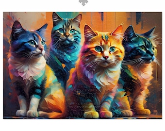 Kittens Jigsaw Puzzle – Colourful Abstract Cats, 1000 Piece