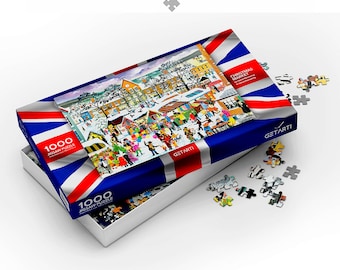 Christmas Market 1000 Piece Jigsaw Puzzle Gift for Adults & Family Time Christmas Market by Artist Valerie Mainwaring Made in Great Britain