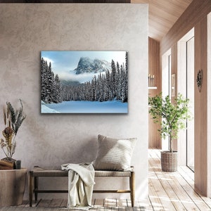 Canvas Wall Art, Mt. Burgess, Rocky Mountains Winter Landscape, Original Photographic Stretched Canvas Print for Home or Office. Canada.