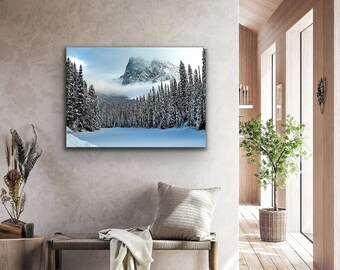 Canvas Wall Art, Mt. Burgess, Rocky Mountains Winter Landscape, Original Photographic Stretched Canvas Print for Home or Office. Canada.