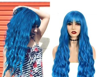 blue wig etsy