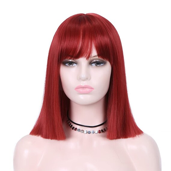 Short red clearance wig with bangs