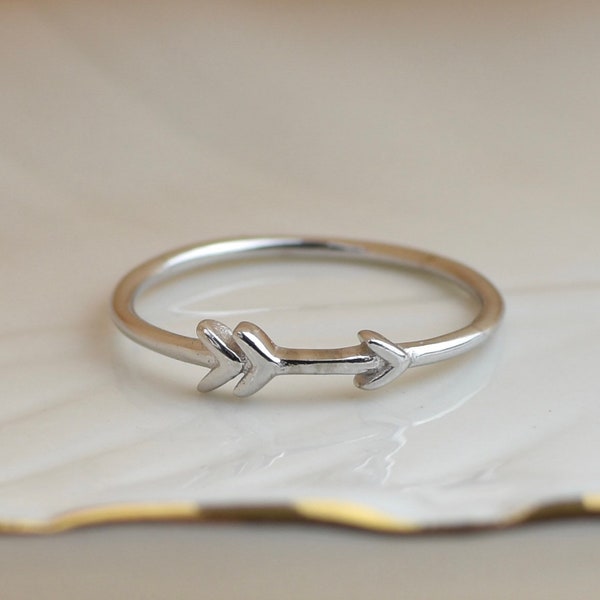 Dainty Sterling Silver Arrow Ring, pinky ring, petite thumb ring, friendship ring, minimalist midi ring, 925 silver