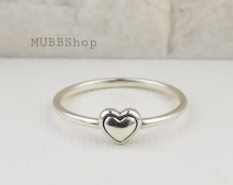 Heart Love Sterling Silver Ring, boho ring, silver stacking ring, minimalist heart ring, for her, gift, promise ring, girlfriend, thumb ring