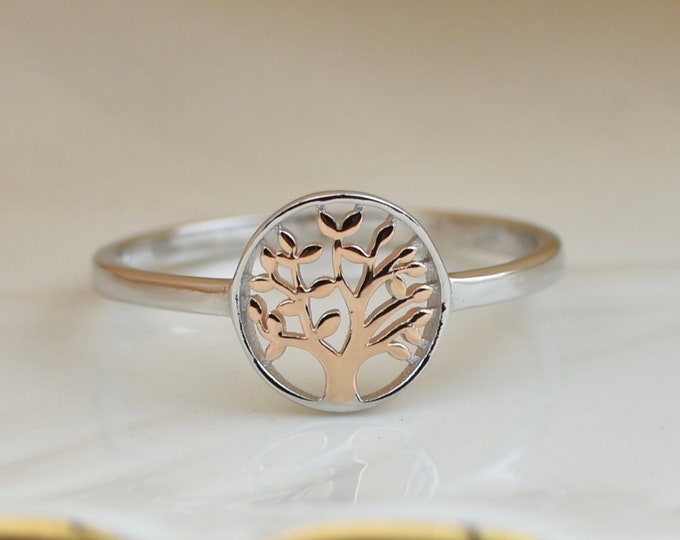 Tree Of Life Sterling Silver Ring, rose gold ring, nature ring, thumb ring for women, silver ring for women, sterling silver ring