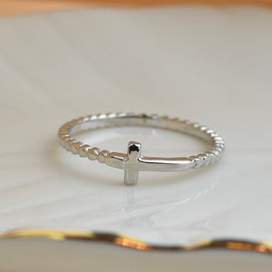 Cross Ring, silver cross ring, stacking 925 solid silver, dainty cross ring, gifts, thumb rings for women