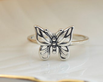 Silver Butterfly Ring, for her silver ring, silver rings, statement butterfly ring, pinky ring silver, thumb trendy ring