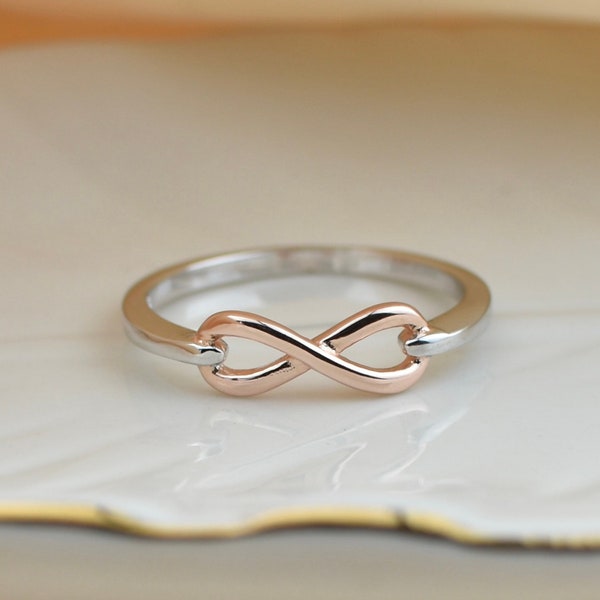 Rose Gold Infinity Sterling Silver Ring, stackable silver ring, thumb ring for women, 925 sterling silver ring, infinity love ring