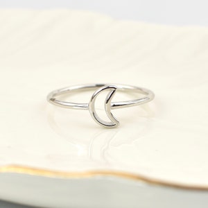 Sterling silver open moon cresecent moon ring, love you to the moon ring, dainty moon ring, thumb moon ring, trendy crescent moon ring