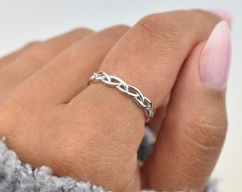 Celtic Braid Sterling Silver Ring, stackable rings for women, silver band ring, stackable rings, silver braid ring, thin band, ring for her