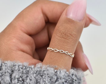 Thin Braided Intertwined Sterling Silver Ring, rings for women, silver braid ring, gifts, thumb ring for women, 925 sterling silver