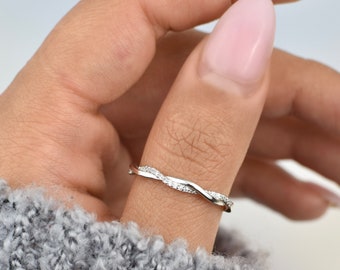 Petite Silver Braided Ring, thumb ring for women, silver band, silver rings for women, promise ring for women, simple silver rings