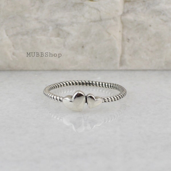 Heart Ring Sterling Silver, love ring, stacking ring, minimalist heart ring, friendship ring, gift for her, boho ring