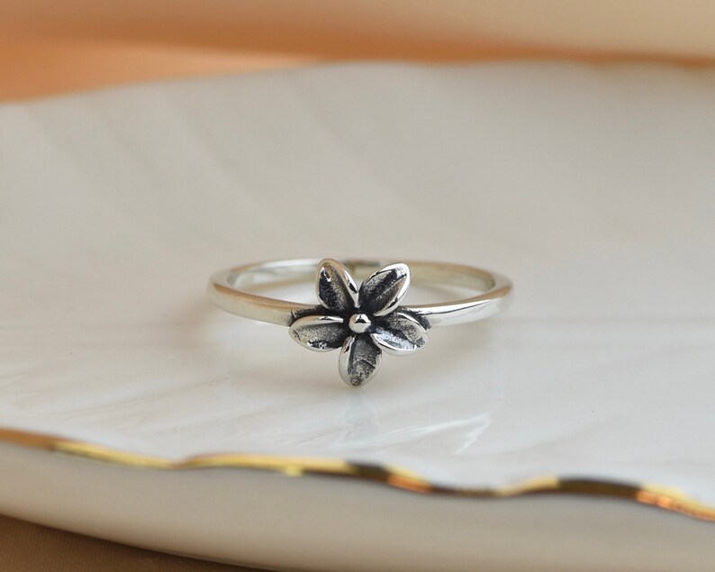 Plumeria Flower Sterling Silver Ring Silver Rings for Women Etsy
