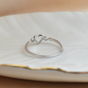 Heart Ring, Love Ring, Open Heart Ring, Chic Heart Ring, silver stacking ring, gift for her, minimalist heart ring image 2