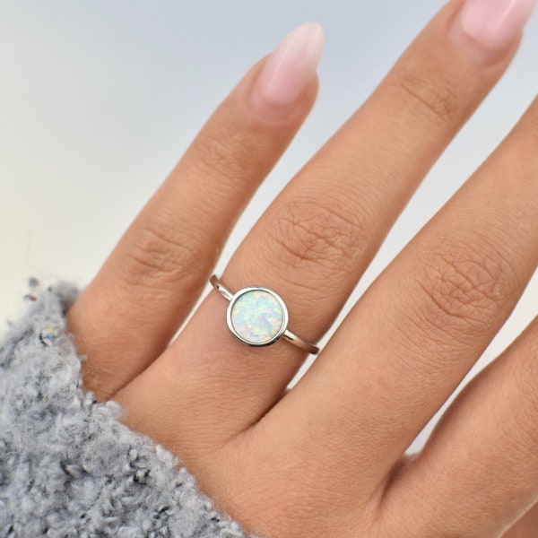 Gorgeous White Opal Silver Ring, Anniversary gift, womens silver rings, statement opal ring, sterling silver rings, stone silver rings