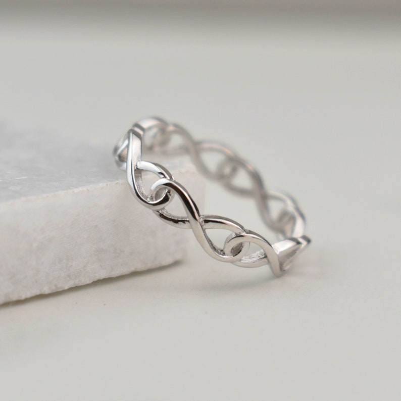 Infinity Sterling Silver Ring, eternity ring ring, friendship ring, dainty ring , stackable ring, for her image 1