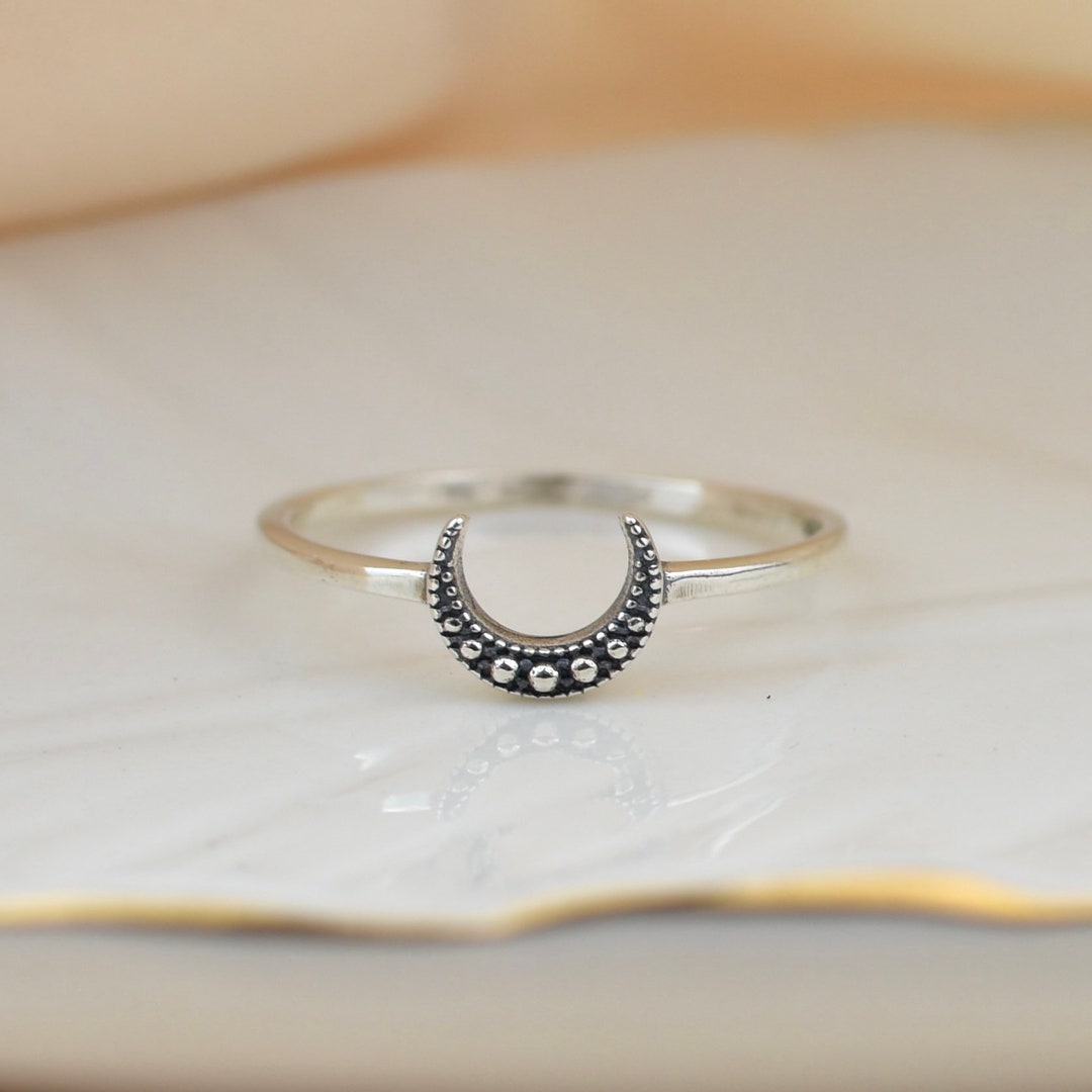 Silver Moon Rings Crescent Moon Silver Ring, Silver Moon Ring, Sterling Silver Rings ...