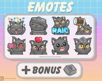 Cute Chibi Kitten Emote Bundle 4 Grey (Twitch/Discord)
