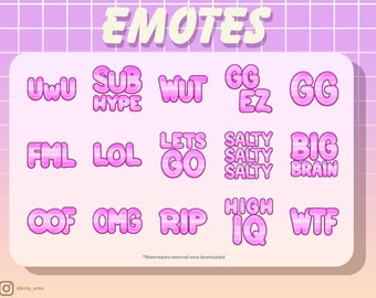 Cute Chibi Text Emote Bundle Pink (Twitch/Discord)