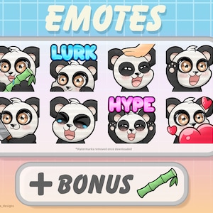 Cute Chibi Panda Bear Emote Bundle (Twitch/Discord)