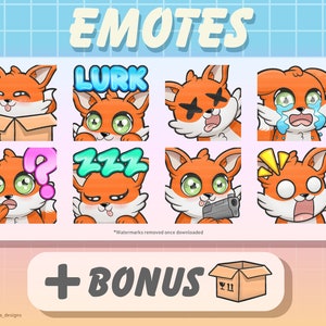 Cute Chibi Fox Emote Bundle 2 Red (Twitch/Discord)