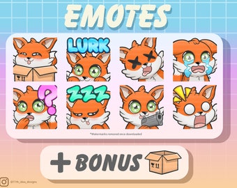 Cute Chibi Fox Emote Bundle 2 Red (Twitch/Discord)