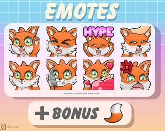Cute Chibi Fox Emote Bundle Red (Twitch/Discord)
