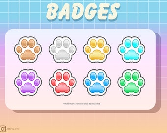 Cute Chibi Paw Gem Badge Bundle (Twitch/Discord)