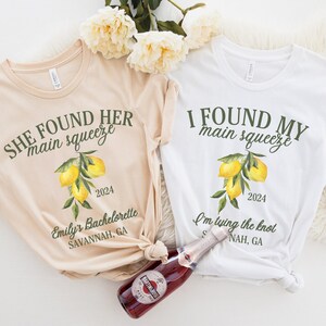 Lemon Bachelorette Shirts, She Found Her Main Squeeze Bachelorette, Custom Luxury Bachelorette Shirt, Lemon Bridal Party Tshirt, Lemon Theme