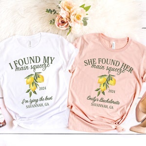 Lemon Bachelorette Shirts, She Found Her Main Squeeze Bachelorette, Custom Luxury Bachelorette Shirt, Lemon Bridal Party Tshirt, Lemon Theme