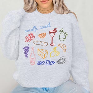 Amalfi Coast Sweatshirt, Aperol Spritz Sweatshirt, Italian Summer Shirt, Italian Market Crewneck, La Dolce Vita Oyster Tomato Sardines Lemon