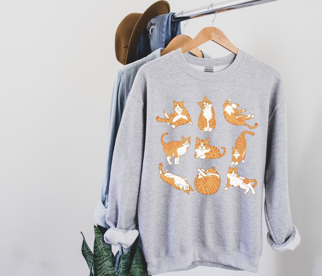 Cute Orange Cat Sweatshirt, Orange Cat Sweater, Orange Cat Shirt