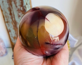 Beautiful extra quality mookaite mokaite sphere deep red burgundy