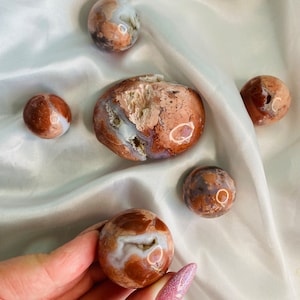 Minibol Mexicaanse agaat: roze chalcedoonpalmsteen