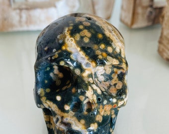 Orbicular Ocean Jasper Skull - Rare Earth Tones Crystal
