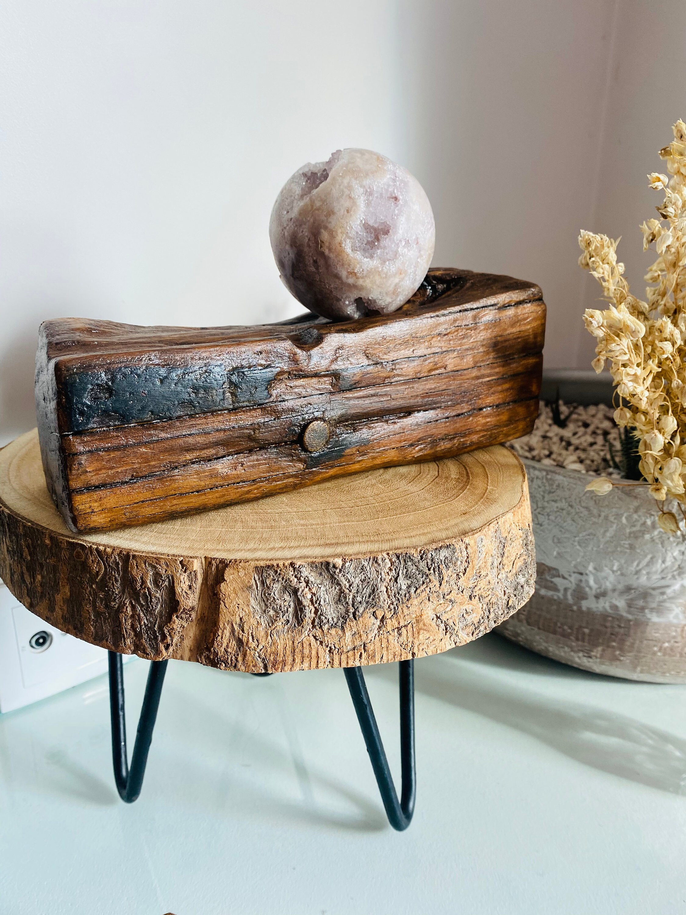 【美品】Driftwood Sphere 海外アート受注生産品　現在入手不可 Handmade Driftwood Sphere Stand, Portugal Beach Wood Decor - Etsy
