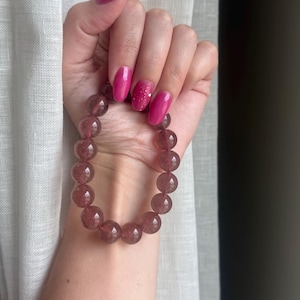 Chunky inclusions strawberry quartz bracelets healing love unconditional protection rare quality love 12.6mm