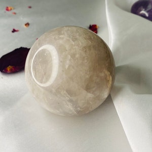 Rare rainbow flash blue rose quartz Madagascar sphere / heart chakra healing crystal