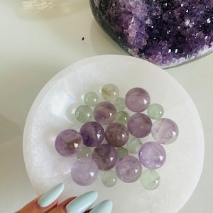 Prasiolite mini beads mini crystal sphere mini treasures green amethyst sphere