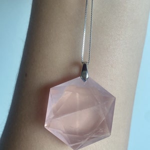 Mozambique rose quartz necklace s925 friendship true love emotions mother and daughter hexagon necklace