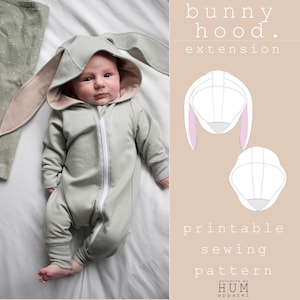 bunny hood sewing pattern for humzie | baby toddler kids projector pdf