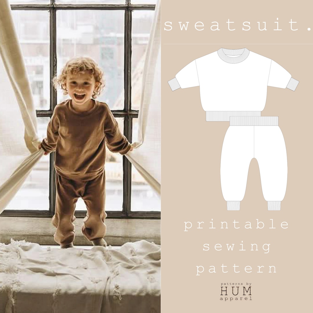 Sweatsuit for Baby, Toddler and Kids Digital Sewing Printable Pattern