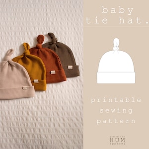 baby tie hat sewing pattern | digital printable pattern