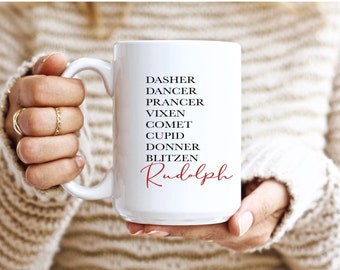 Reindeer Names Christmas Mug