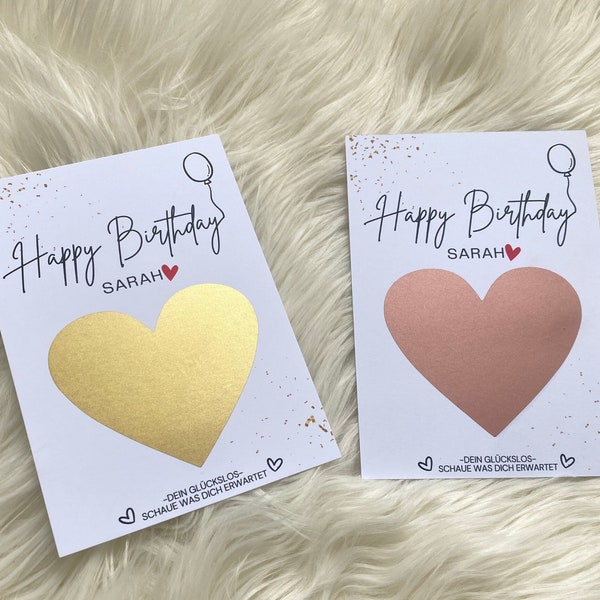 Happy Birthday Rubbelkarte, Rubbelgutschein zum Geburtstag Gutschein Personalisiert, Geschenkidee, Geschenkkarte, Rubbel Gutschein