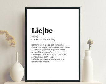 Definition Liebe Poster Print, Kunstdruck, Rahmen, Deko, Wanddeko, Wandbild, Wohnzimmer, Schlafzimmer, Geschenkidee Umzug Einzug