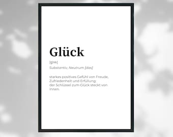 Definition Glück Poster Print personalisierbar, Wandbild, Spruch, Kunstdruck, Deko, Wanddeko, Geschenk, Umzug, Wohnung